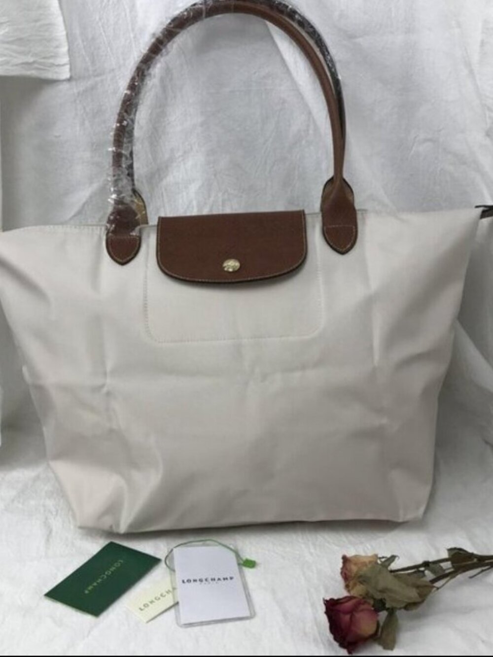 Longchamp Le Pliage S NWT Cream Shoulder Tote Bag NEW
